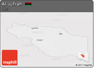 Silver Style Panoramic Map of Al Jufrah, single color outside