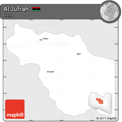 Silver Style Simple Map of Al Jufrah, single color outside