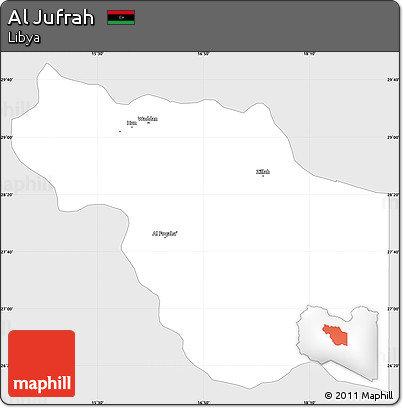 Silver Style Simple Map of Al Jufrah, single color outside