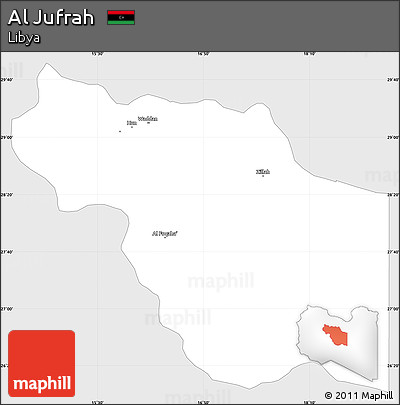 Silver Style Simple Map of Al Jufrah, single color outside