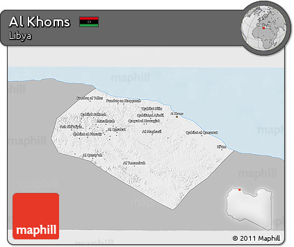 Gray 3D Map of Al Khoms, single color outside