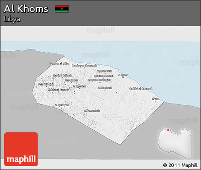 Gray 3D Map of Al Khoms, single color outside