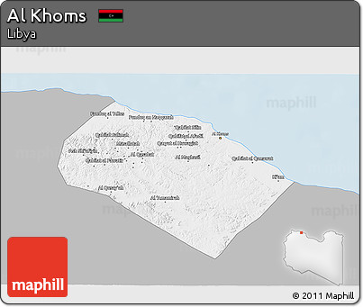 Gray 3D Map of Al Khoms, single color outside