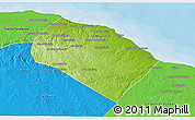 Physical 3D Map of Al Khoms, political outside