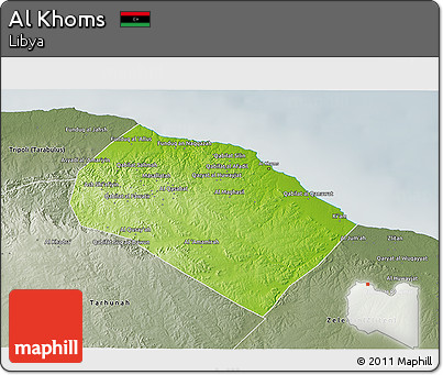 Physical 3D Map of Al Khoms, semi-desaturated