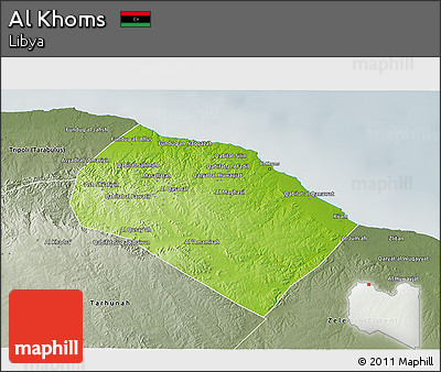 Physical 3D Map of Al Khoms, semi-desaturated