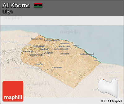 Satellite 3D Map of Al Khoms, lighten