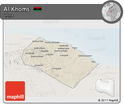Shaded Relief 3D Map of Al Khoms, lighten