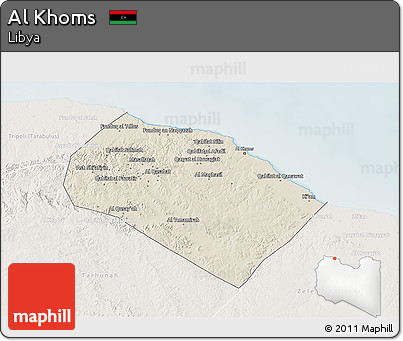 Shaded Relief 3D Map of Al Khoms, lighten