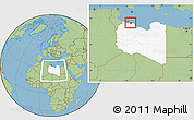 Savanna Style Location Map of Al Khoms, highlighted country, within the entire country