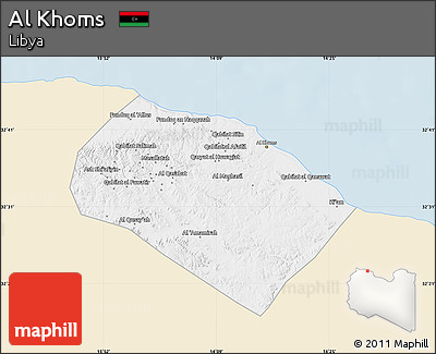 Classic Style Map of Al Khoms, single color outside