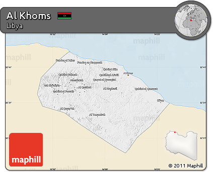 Classic Style Map of Al Khoms, single color outside