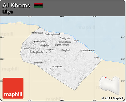 Classic Style Map of Al Khoms, single color outside