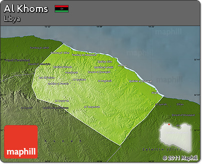 Physical Map of Al Khoms, darken