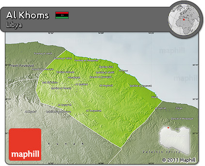 Physical Map of Al Khoms, semi-desaturated