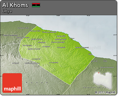 Physical Map of Al Khoms, semi-desaturated