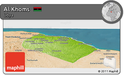 Physical Panoramic Map of Al Khoms, satellite outside