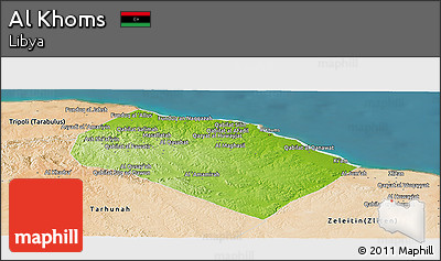 Physical Panoramic Map of Al Khoms, satellite outside