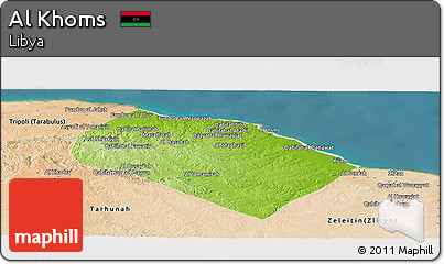 Physical Panoramic Map of Al Khoms, satellite outside