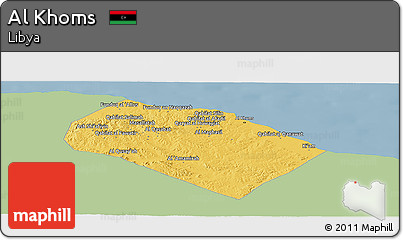 Savanna Style Panoramic Map of Al Khoms, single color outside