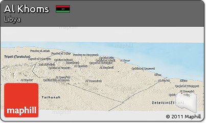 Shaded Relief Panoramic Map of Al Khoms