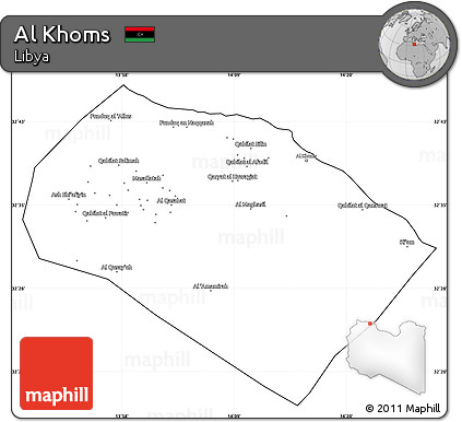Blank Simple Map of Al Khoms, cropped outside