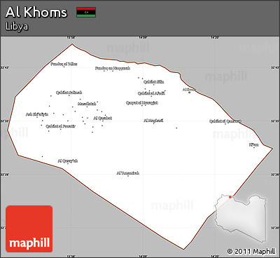 Gray Simple Map of Al Khoms, cropped outside