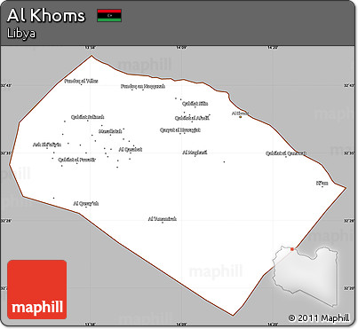 Gray Simple Map of Al Khoms, cropped outside