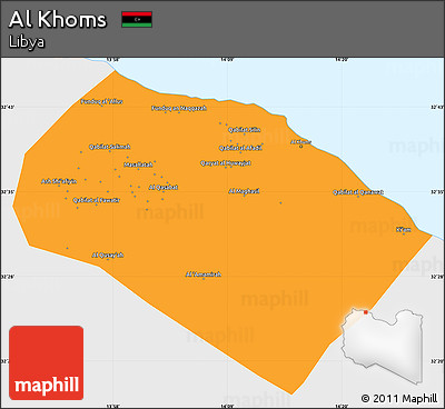 Political Simple Map of Al Khoms, single color outside