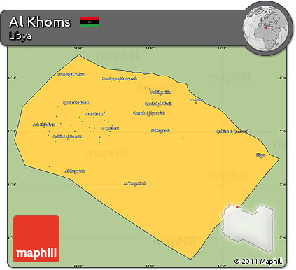 Savanna Style Simple Map of Al Khoms, cropped outside