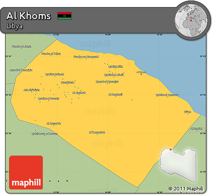 Savanna Style Simple Map of Al Khoms