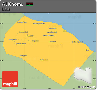 Savanna Style Simple Map of Al Khoms, single color outside