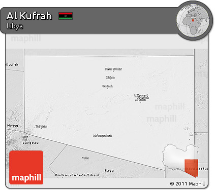 Silver Style Panoramic Map of Al Kufrah