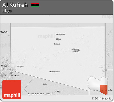 Silver Style Panoramic Map of Al Kufrah