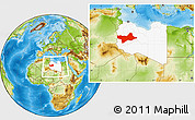 Physical Location Map of Ash Shati, highlighted country, within the entire country