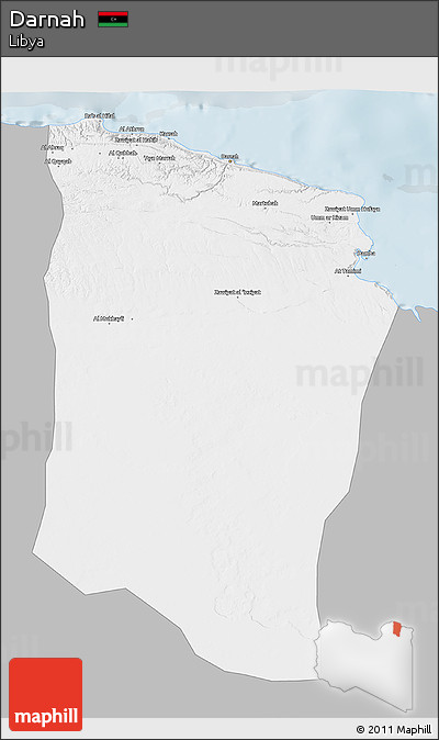 Gray 3D Map of Darnah, single color outside