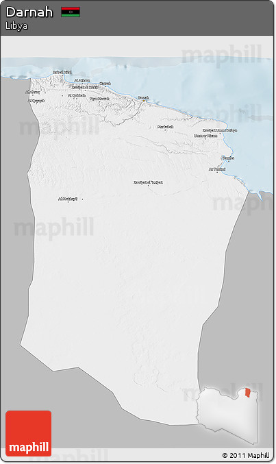 Gray 3D Map of Darnah, single color outside