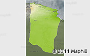 Physical 3D Map of Darnah, darken, semi-desaturated