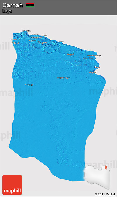 Political 3D Map of Darnah, cropped outside