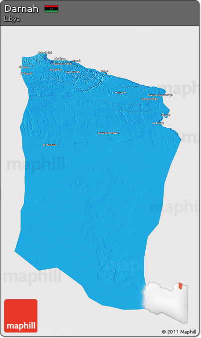 Political 3D Map of Darnah, cropped outside