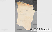 Satellite 3D Map of Darnah, darken, desaturated