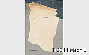 Satellite 3D Map of Darnah, darken, semi-desaturated