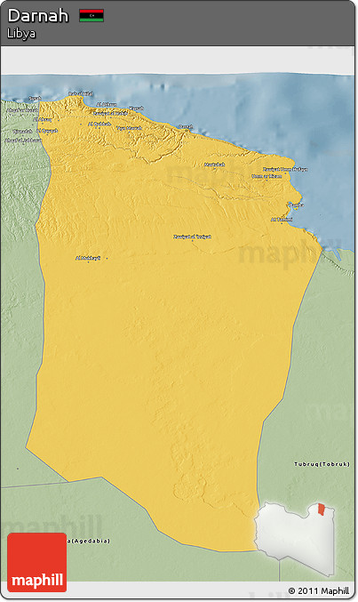 Savanna Style 3D Map of Darnah