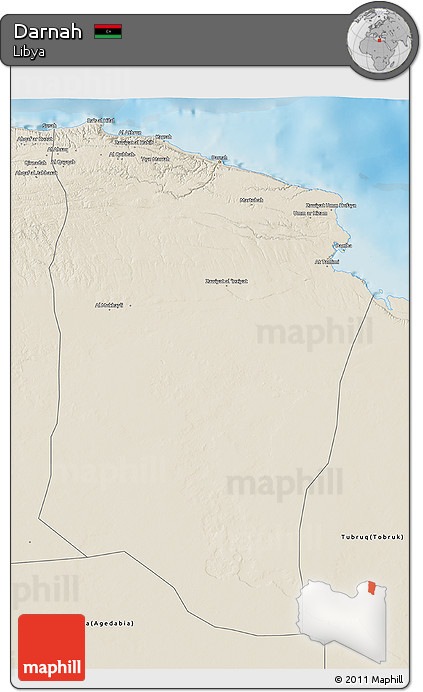 Shaded Relief 3D Map of Darnah