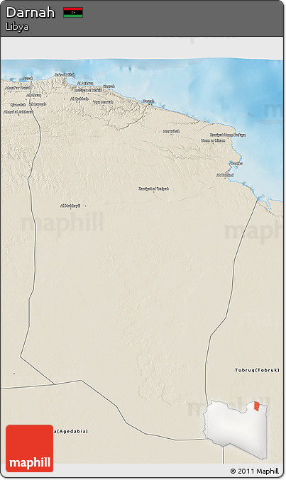 Shaded Relief 3D Map of Darnah