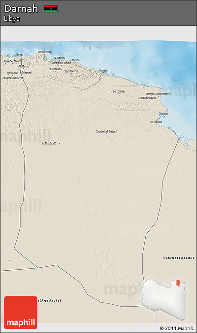 Shaded Relief 3D Map of Darnah