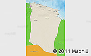 Shaded Relief 3D Map of Darnah, political outside