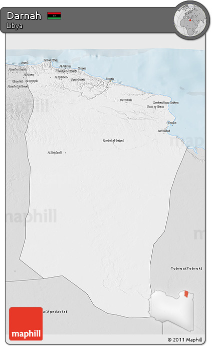 Silver Style 3D Map of Darnah