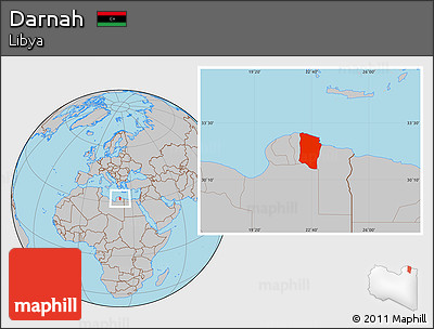Gray Location Map of Darnah