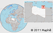 Gray Location Map of Darnah, highlighted country, within the entire country